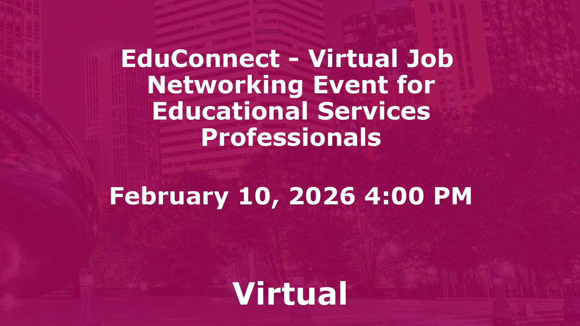 EduConnect - Virtual Job  Networking Event for Educational Services Professionals event image
